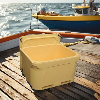 औद्योगिक मछली भंडारण के लिए एलएलडीपीई सामग्री और पीयू फोम इन्सुलेशन के साथ 1000 लीटर क्षमता वाले रोटोमोल्ड कूलर बॉक्स